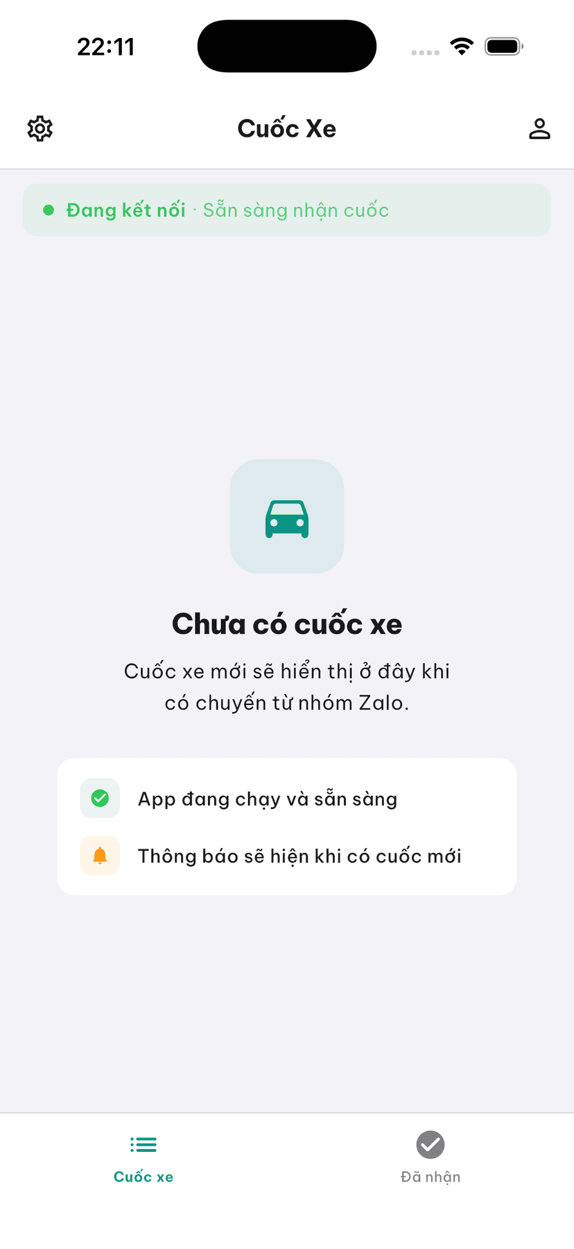 Màn hình kết nối Zalo bằng QR code